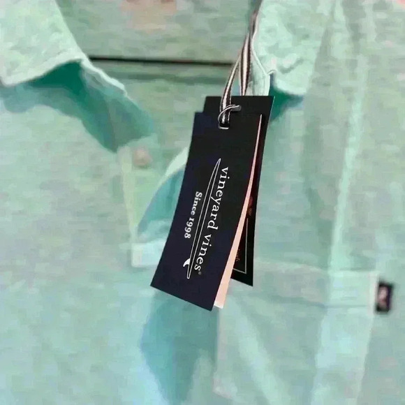 Vineyard Vines NWT Surfside Island Pocket Polo Garment Teal - Men’s Size S - Picture 4 of 5